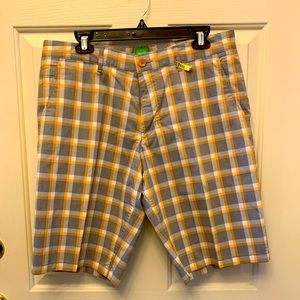 Hugo Boss plaid golf shorts